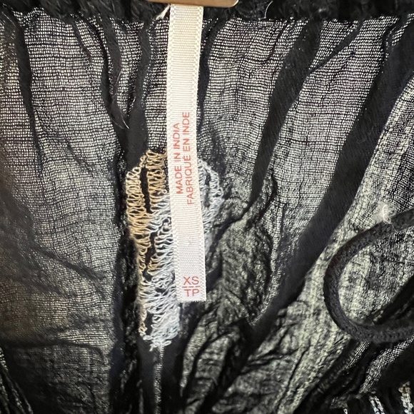 FREE PEOPLE PUKKA PEASANT BOHO EMBROIDERED TASSEL POM POM S/S Blouse-XS-EUC! - Picture 3 of 10